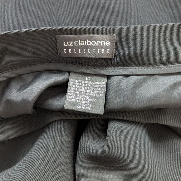 Liz Claiborne Collection Black Pleated Straight Leg Dress Pants 10 Vintage - Picture 7 of 12